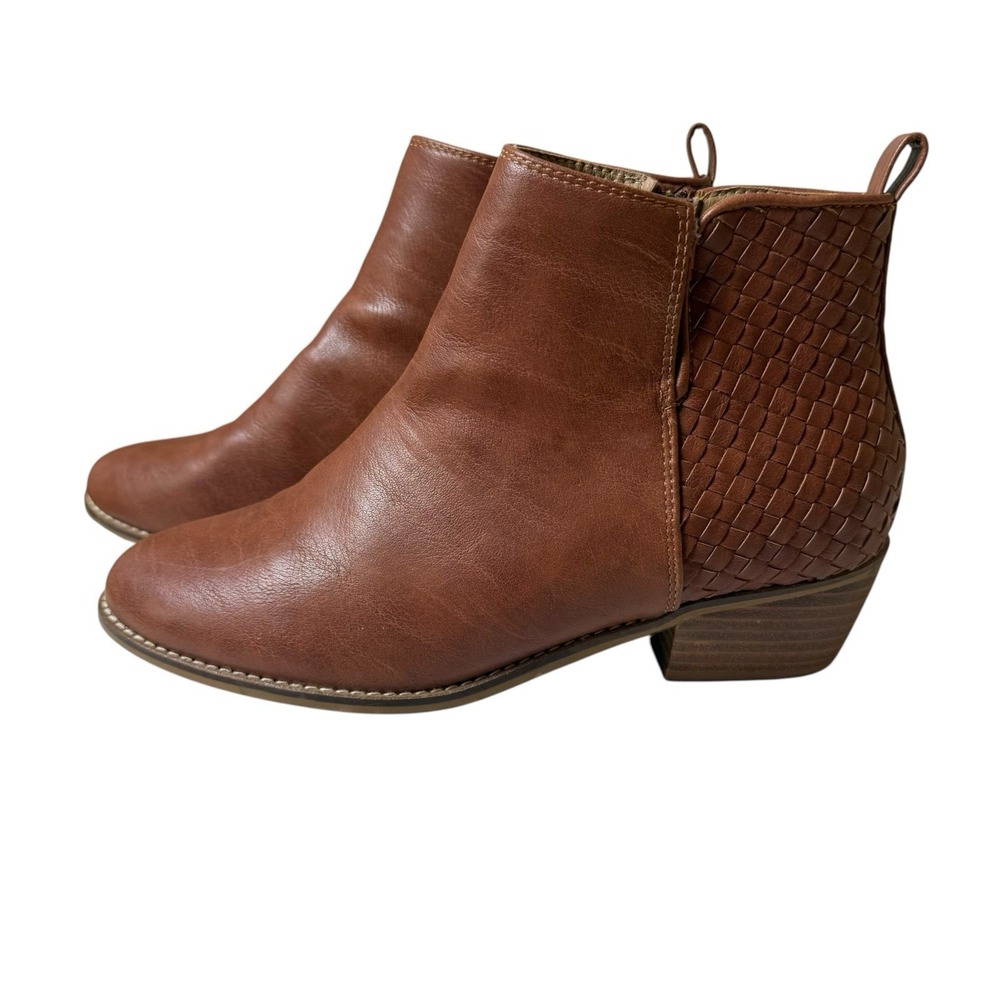 Corkys Ankle Boot Half N Half Womens Size 9 Bourbon Brown Vegan Leather Neutral